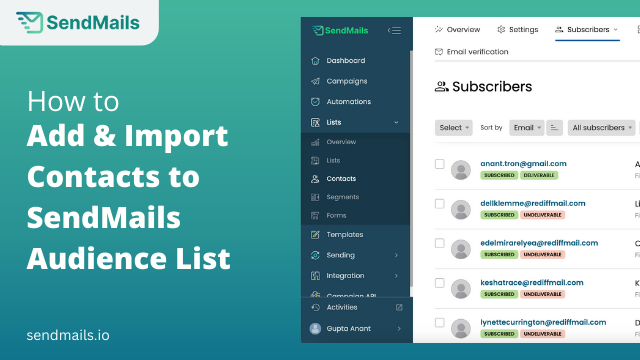 How to Import contacts inside SendMails.io