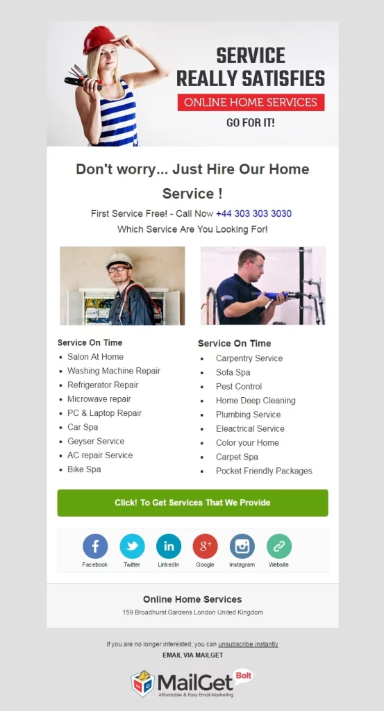 Email Marketing For Cleaning Service Online Home Service