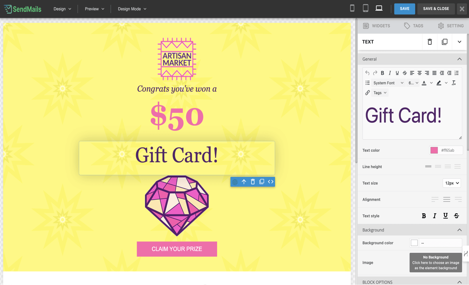 Email Designer Gift Card